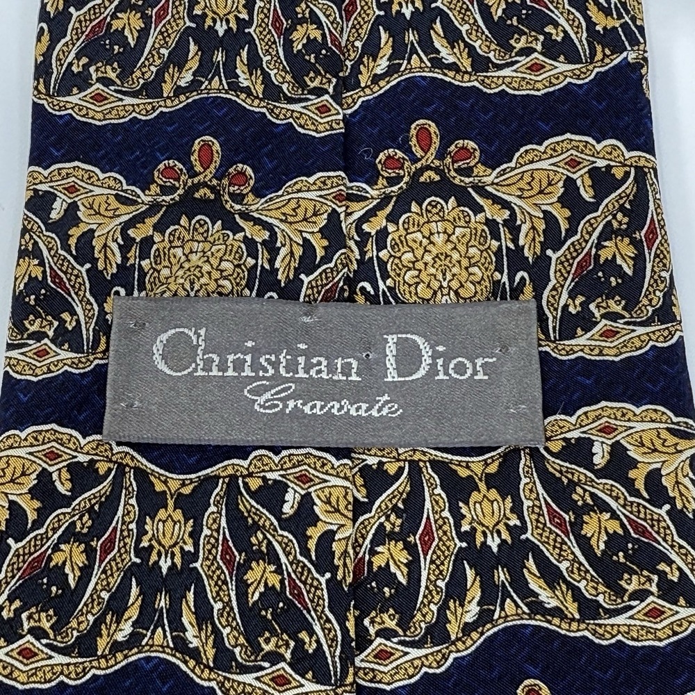 Vintage Christian Dior Cravate Necktie 100% Silk Floral Motif 58" Canada - Picture 3 of 9